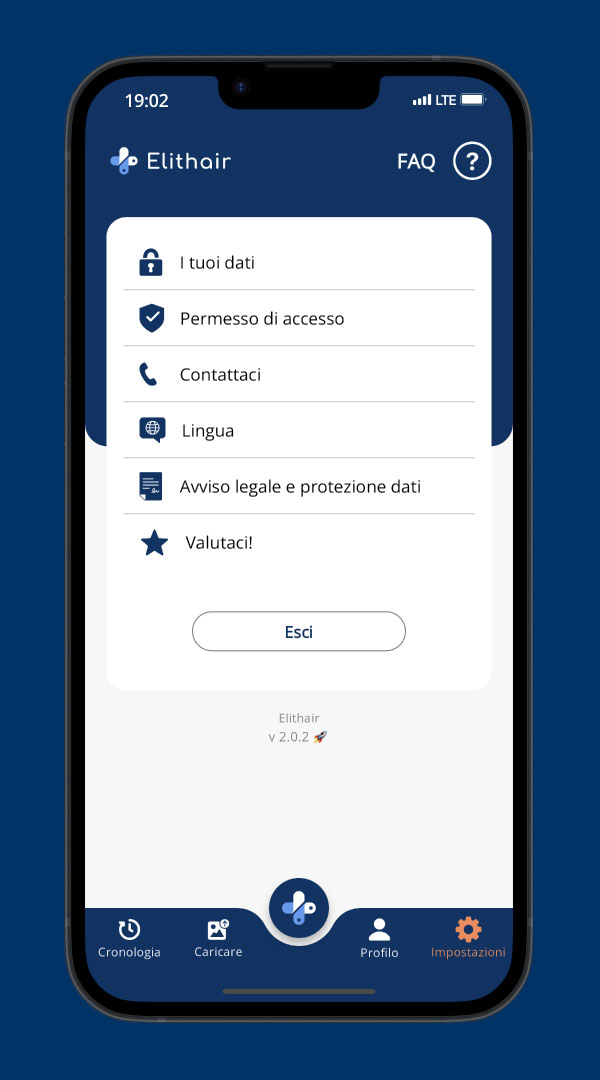 Il profilo del paziente nell'app Elithair