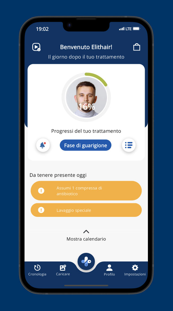 L'app Elithair mostra i progressi dopo il trattamento dei capelli